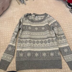 J. Crew gray and white fair isle sweater